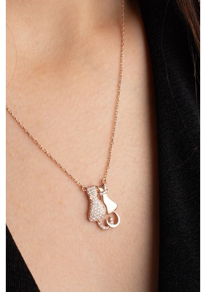 925 Ayar Gümüş Aşık Kedicikler Kolye fırsatları