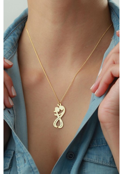 925 Ayar Gümüş Isimli Sonsuz Çift Kolye fiyatları