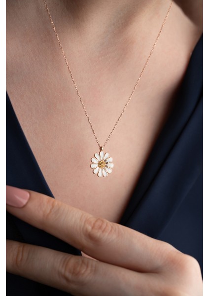 925 Ayar Gümüş Papatya Kolye modelleri