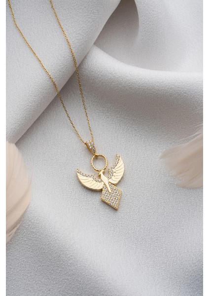 925 Ayar Gümüş Gold Zümrüdüanka Kolye