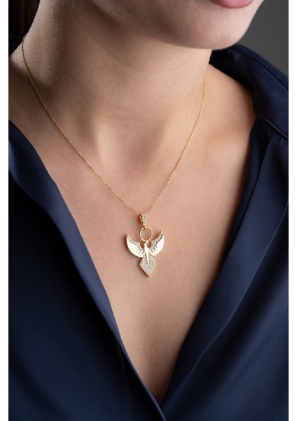 925 Ayar Gümüş Gold Zümrüdüanka Kolye modelleri