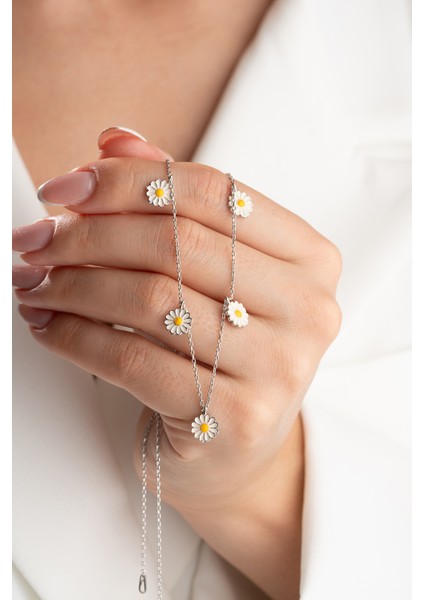 925 Ayar Gümüş 5'li Papatya Kolye fiyatları