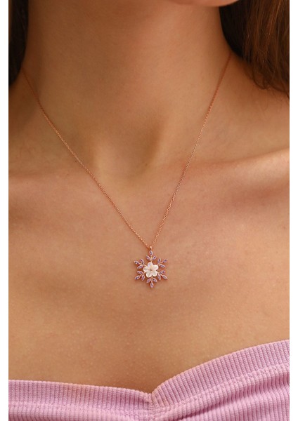 925 Ayar Gümüş Sedefli Güllü Kartanesi Kolye modelleri