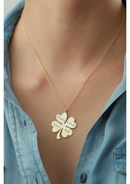 925 Ayar Gümüş Isimli Yonca Kolye modelleri