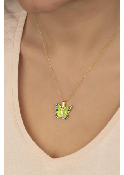 925 Ayar Gümüş Açılabilen Kelebek Kolye fırsatları