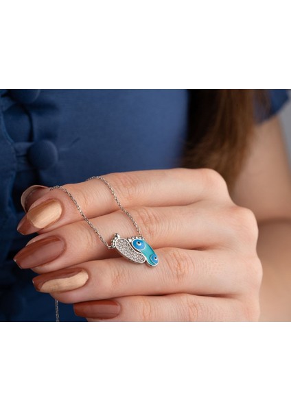 925 Ayar Gold Zirkon Taşli Nazarlı Ayak Gümüş Kolye fırsatları