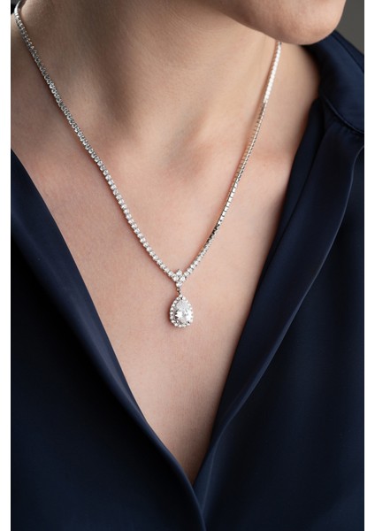 925 Ayar Gümüş Suyolu Damla Kolye