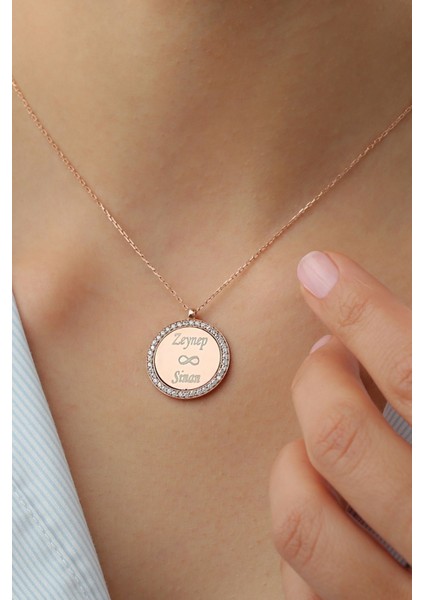 925 Ayar Gümüş Rose Isimli Zirkon Taşlı Kolye fırsatları