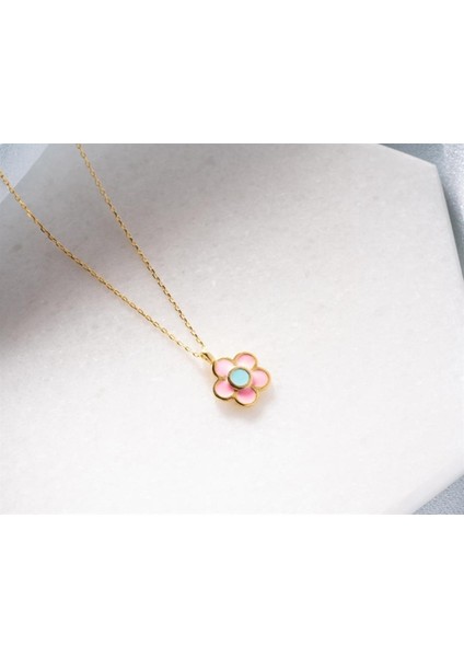 925 Ayar Gümüş Mineli Çiçek Kolye