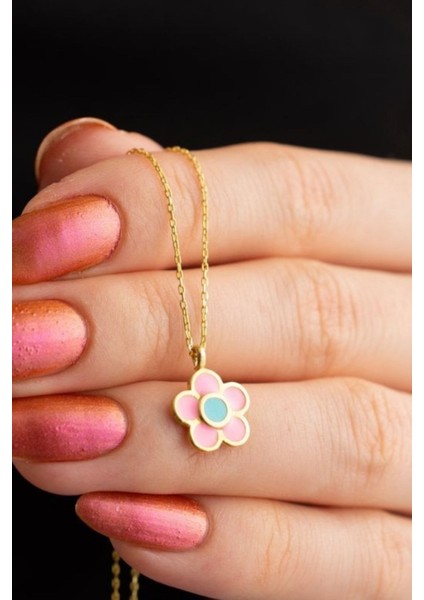 925 Ayar Gümüş Mineli Çiçek Kolye fiyatları