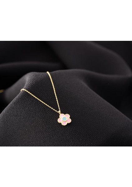 925 Ayar Gümüş Mineli Çiçek Kolye indirimleri