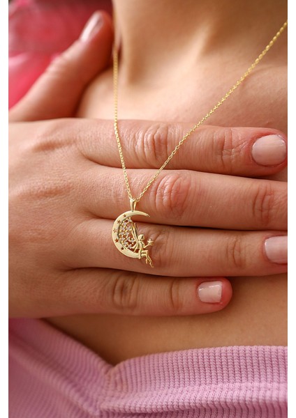 925 Ayar Gümüş Ay Perisi Kolye