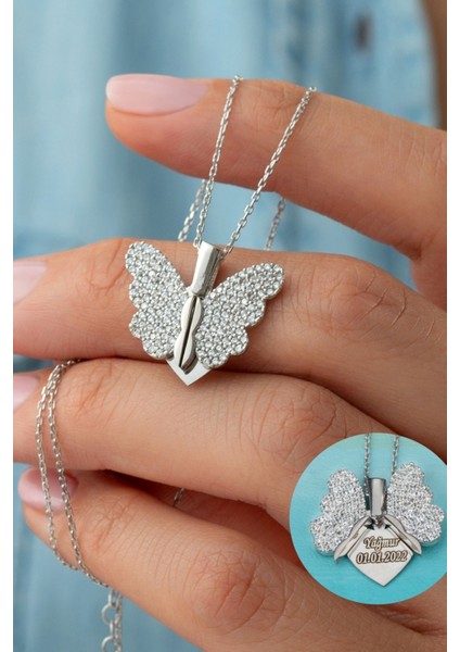 925 Ayar Gümüş Açılan Kelebek Kanatlı Kolye fiyatları