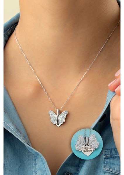 925 Ayar Gümüş Açılan Kelebek Kanatlı Kolye fırsatları