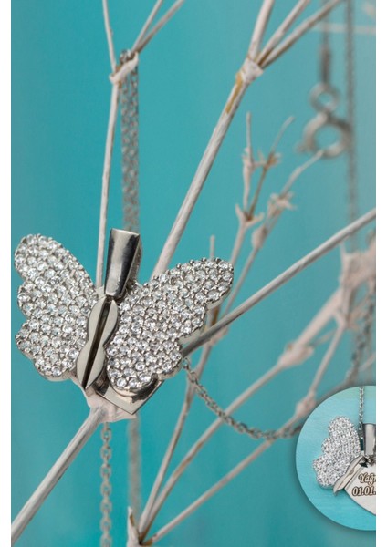 925 Ayar Gümüş Açılan Kelebek Kanatlı Kolye indirimleri