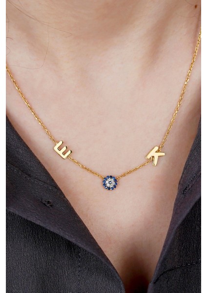 925 Ayar Gümüş Nazar Boncuklu Harfli Kolye modelleri