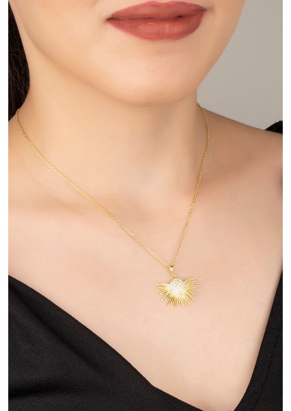 925 Ayar Gümüş Yarım Güneş Kolye