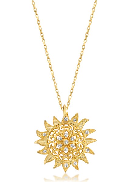 925 Ayar Gümüş Taşlı Güneş Kolye