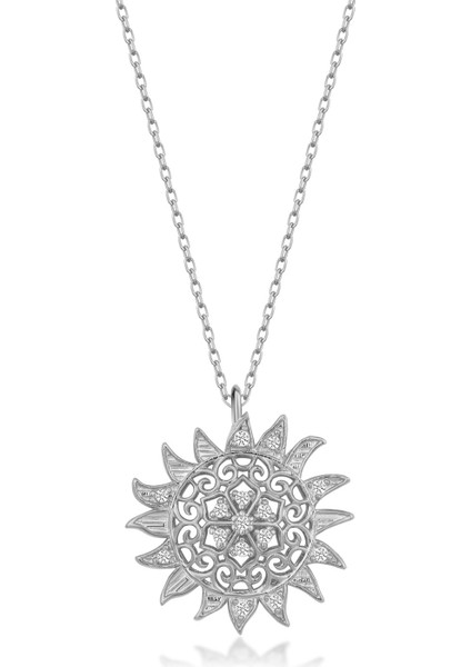 925 Ayar Gümüş Taşlı Güneş Kolye indirimleri