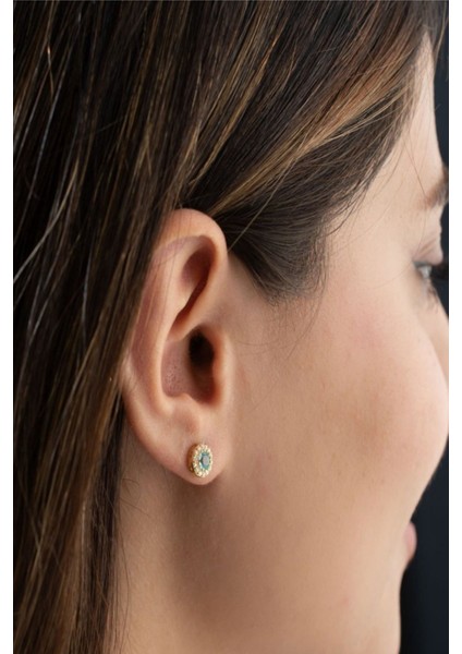 925 Ayar Gümüş Aralık Ayı Doğum Taşı ( Blue Topaz ) Kolye - Küpe Seti