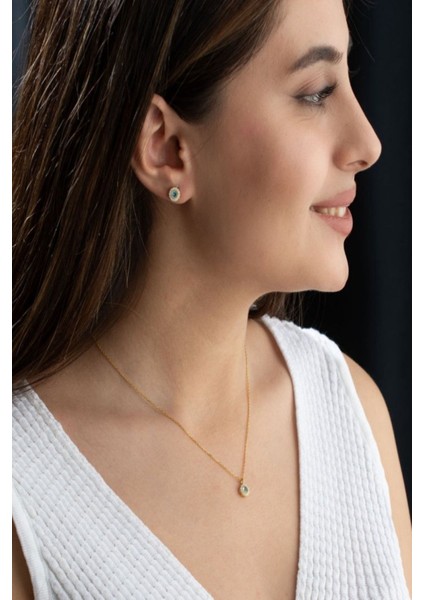 925 Ayar Gümüş Aralık Ayı Doğum Taşı ( Blue Topaz ) Kolye - Küpe Seti indirimleri