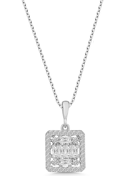 925 Ayar Gümüş Baget Taşlı Kolye Küpe Seti fırsatları