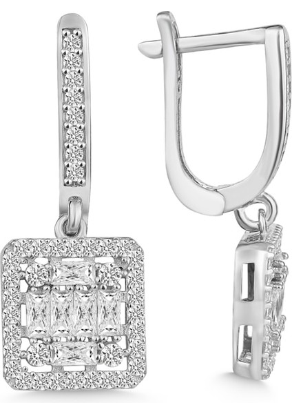 925 Ayar Gümüş Baget Taşlı Kolye Küpe Seti indirimleri