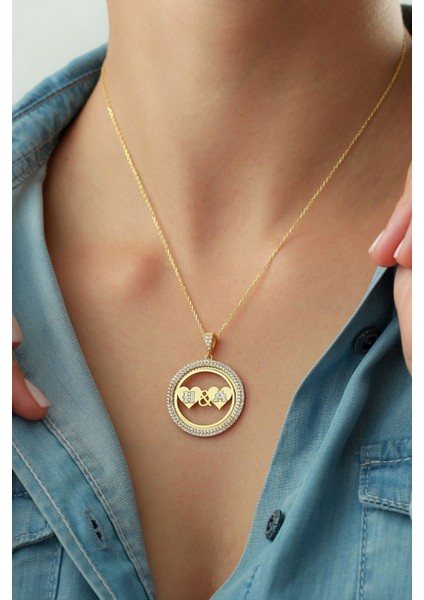 925 Ayar Gümüş Kalpli Taşlı Halka Kolye fırsatları