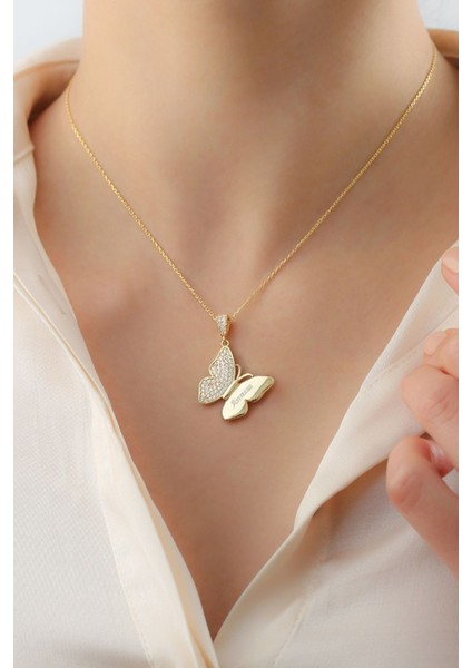 925 Ayar Gümüş Annem Kelebek Kolye fırsatları