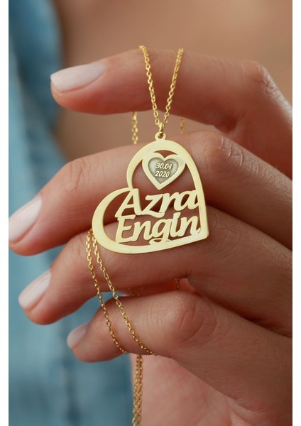 925 Ayar Gümüş Isimli Tarihli Kalp Kolye