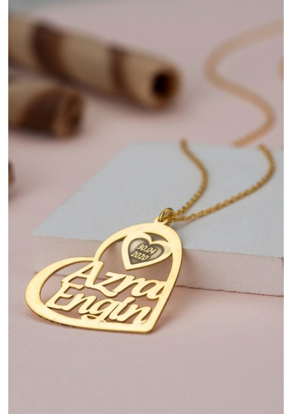 925 Ayar Gümüş Isimli Tarihli Kalp Kolye modelleri