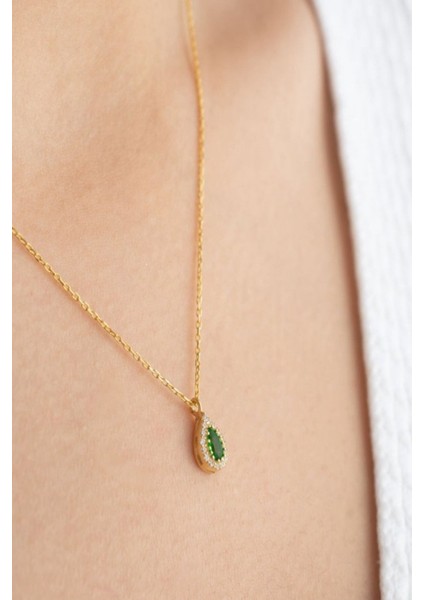 925 Ayar Gümüş Mayıs Ayı Doğum Taşı ( Emerald ) Kolye - Küpe Seti indirimleri