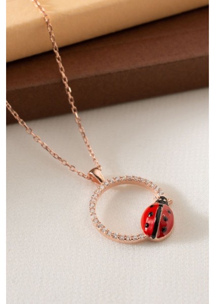 925 Ayar Gümüş Uğur Böcekli Halka Kolye