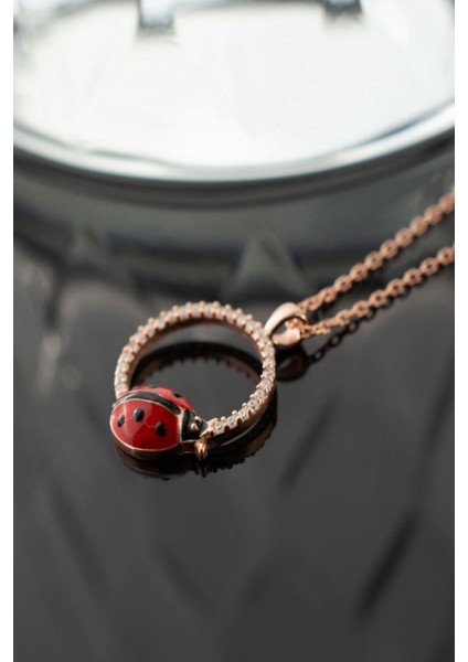 925 Ayar Gümüş Uğur Böcekli Halka Kolye indirimleri