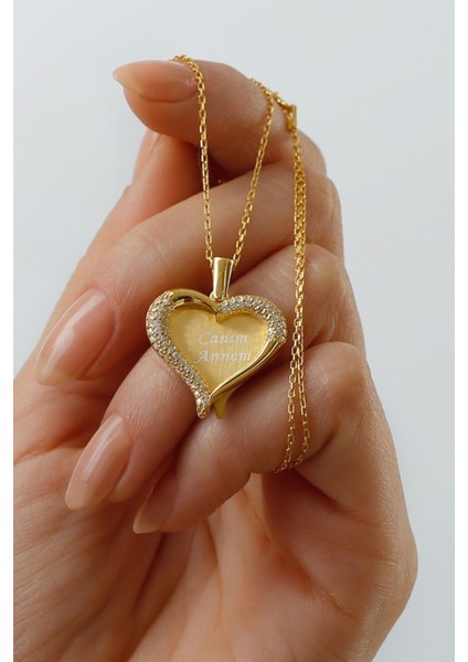 925 Ayar Gümüş Kişiye Özel Isimli Oynar Kalpli Kolye