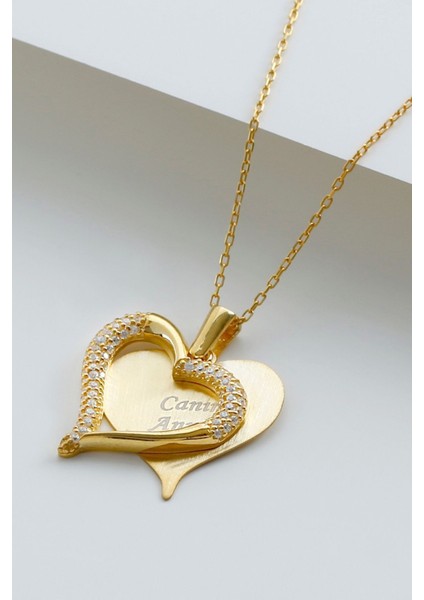 925 Ayar Gümüş Kişiye Özel Isimli Oynar Kalpli Kolye modelleri