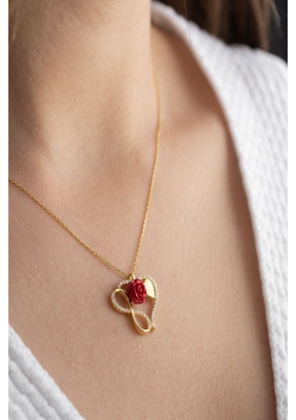 925 Ayar Gümüş Kişiye Özel Harfli Kalpli Gül Kolye fırsatları