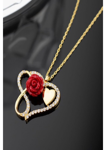 925 Ayar Gümüş Kişiye Özel Harfli Kalpli Gül Kolye indirimleri