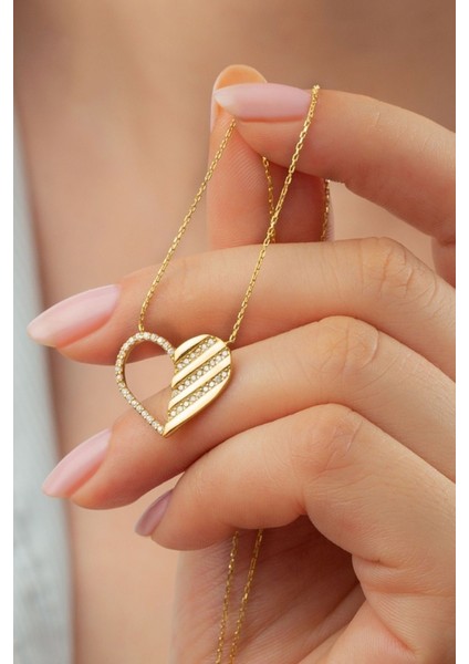 925 Ayar Gümüş Gold Kalp Kolye fiyatları