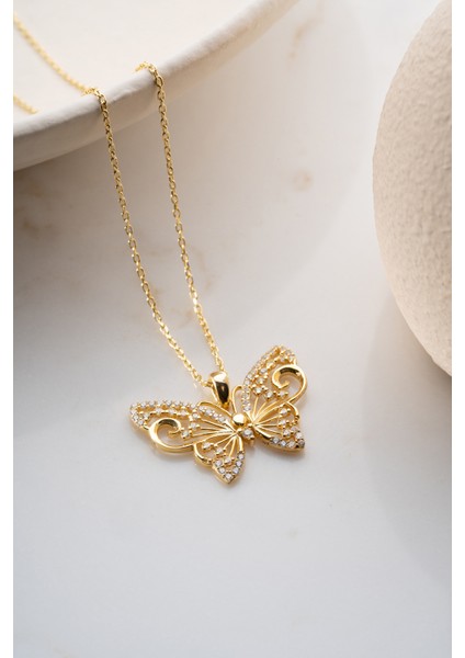 925 Ayar Gümüş Kelebek Kolye