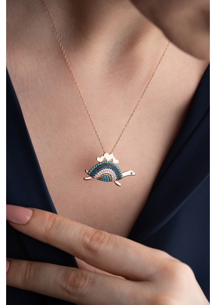 925 Ayar Gümüş Işıklı Kutuda Kaplumbağa Kolye modelleri