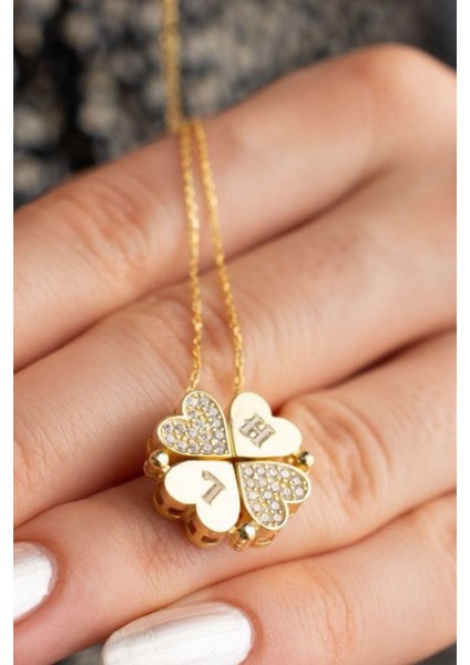 925 Ayar Gümüş Mıknatıslı Ayrılabilir 4 Kalpli Yonca Kolye fırsatları