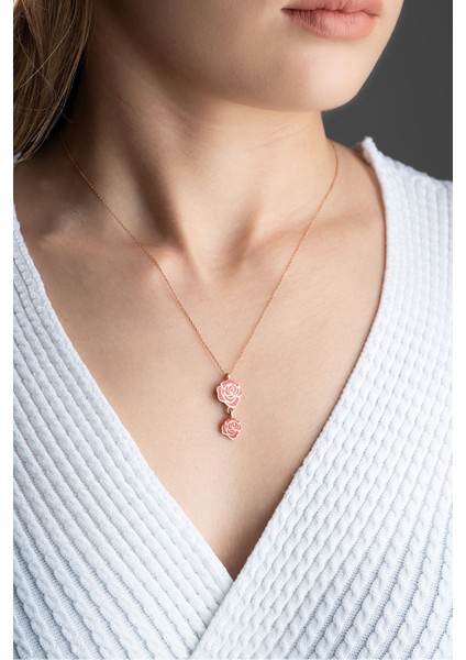 925 Ayar Gümüş Güllü Kolye