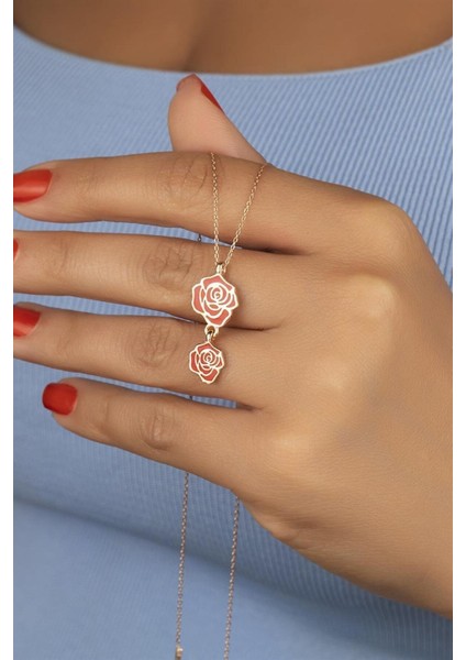 925 Ayar Gümüş Güllü Kolye indirimleri