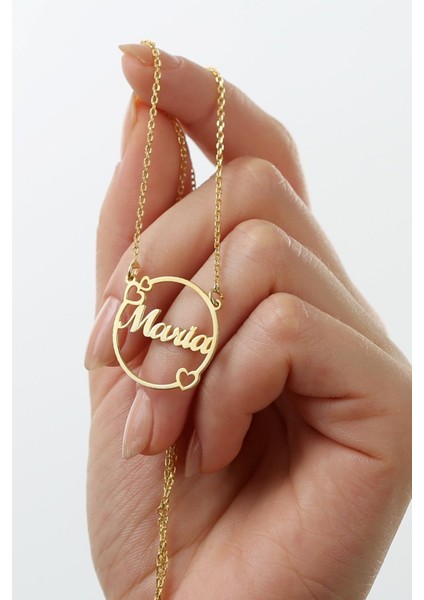 925 Ayar Gümüş Isimli Kalpli Kolye