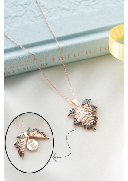 925 Ayar Gümüş Açılan Isimli Çınar Yaprağı Kolye