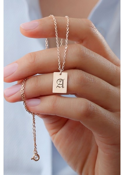 925 Ayar Gümüş Harfli Plaka Kolye