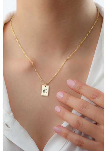 925 Ayar Gümüş Harfli Plaka Kolye indirimleri