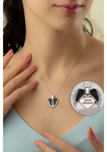 925 Ayar Gümüş Kişiye Özel Kanatlı Açılabilen Kalp Kolye modelleri