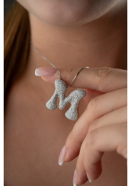 925 Ayar Gümüş Kişiye Özel Balon Harf Kolye